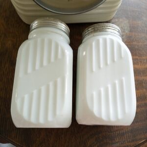 Pair Of Milk Glass Shakers
